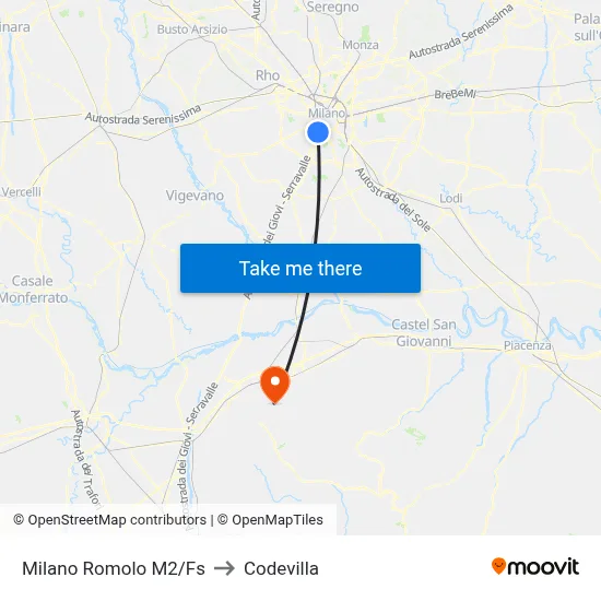 Milano Romolo M2/Railway Station to Codevilla map