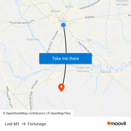 Lodi M3 to Fortunago map