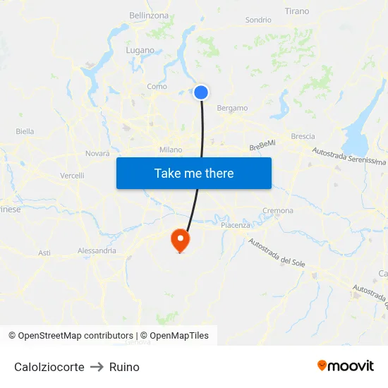 Calolziocorte to Ruino map