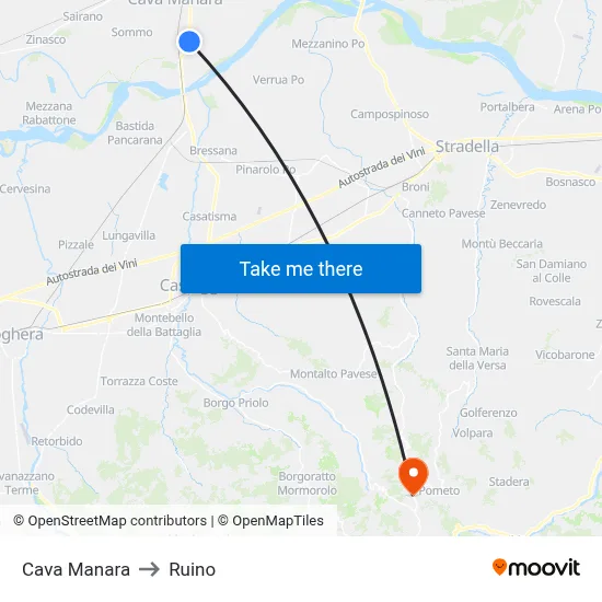 Cava Manara to Ruino map