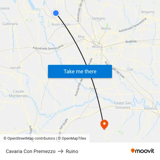 Cavaria con Premezzo to Ruino map