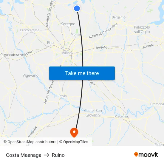 Costa Masnaga to Ruino map