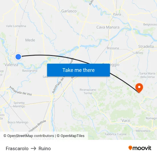 Frascarolo to Ruino map