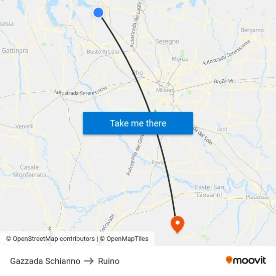 Gazzada Schianno to Ruino map