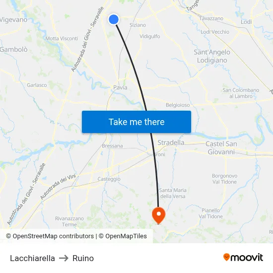 Lacchiarella to Ruino map