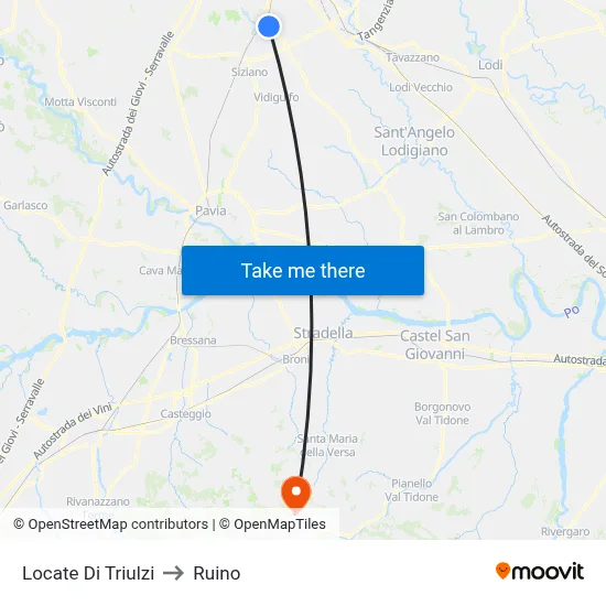 Locate di Triulzi to Ruino map