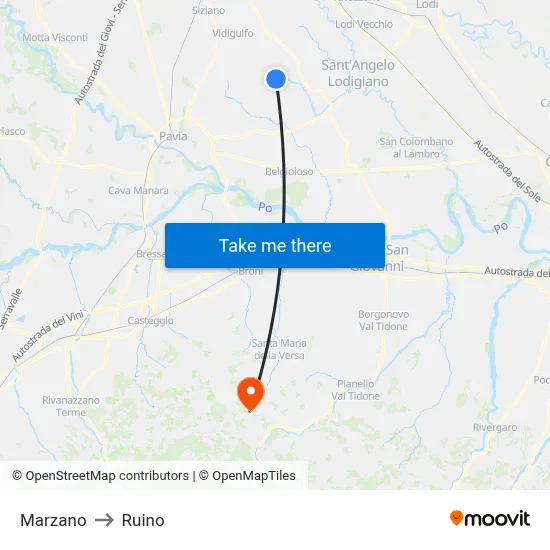 Marzano to Ruino map
