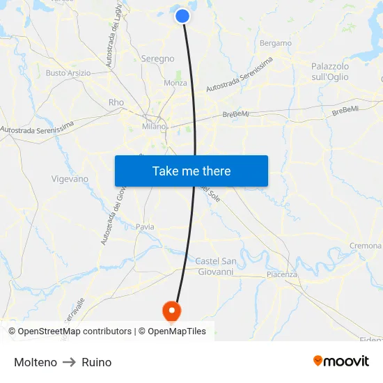 Molteno to Ruino map