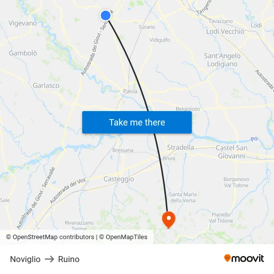 Noviglio to Ruino map