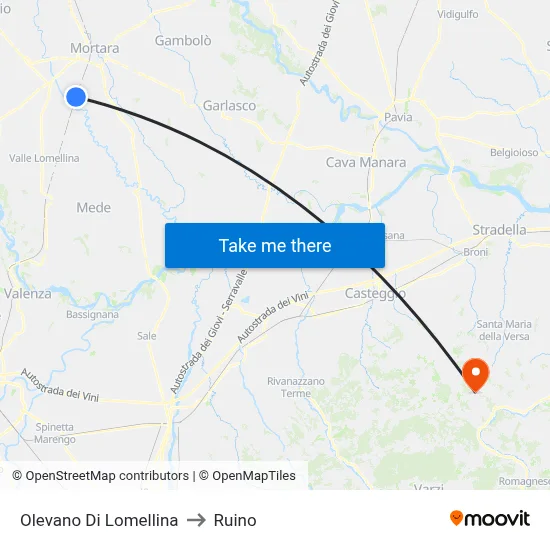 Olevano Di Lomellina to Ruino map