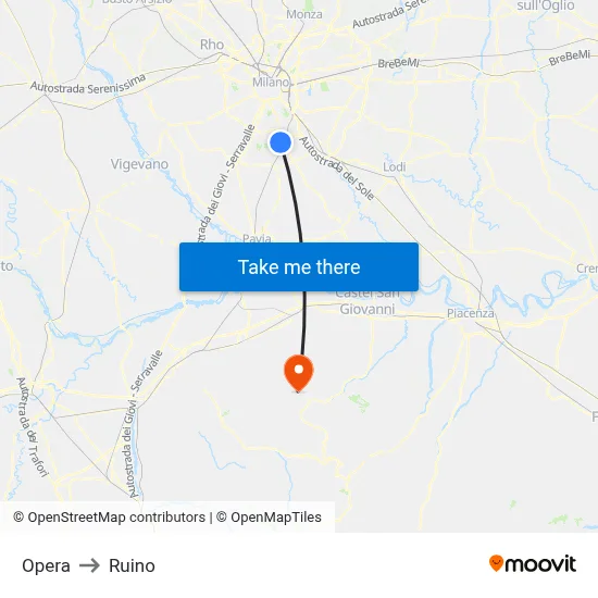 Opera to Ruino map