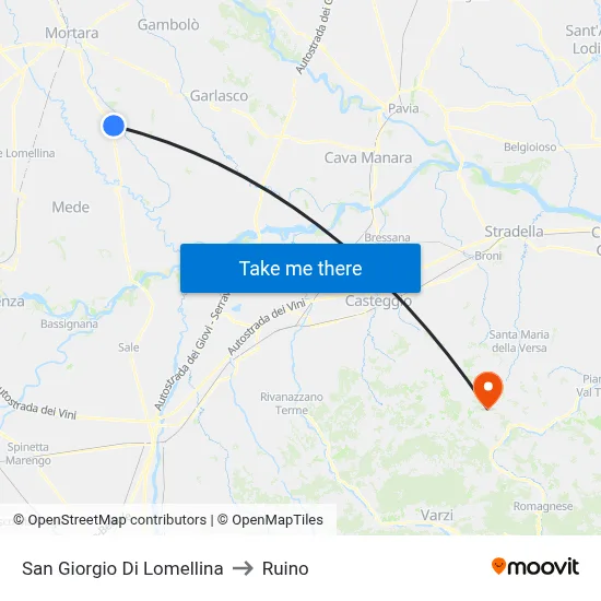 San Giorgio Di Lomellina to Ruino map