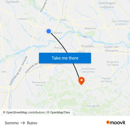 Sommo to Ruino map