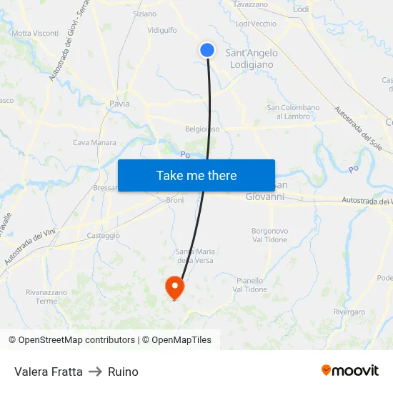 Valera Fratta to Ruino map