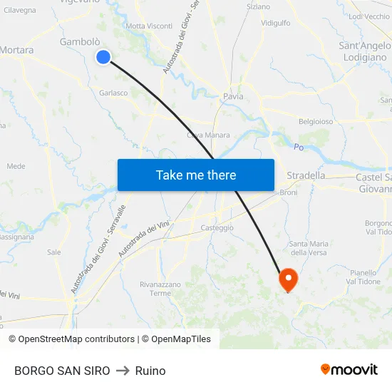 Borgo San Siro to Ruino map