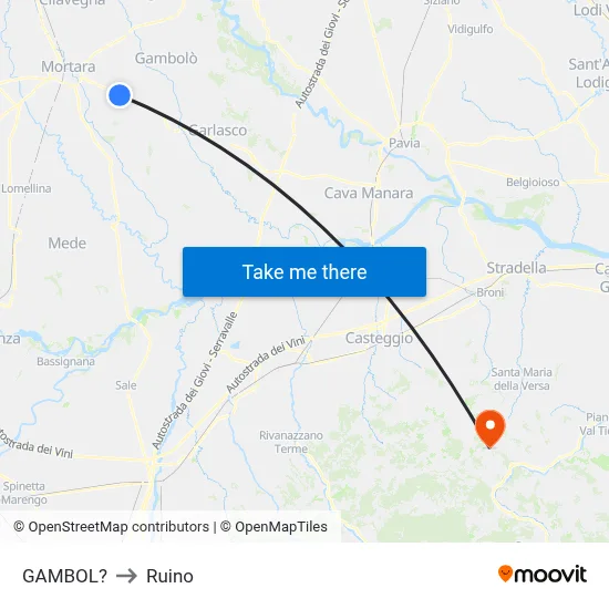 Gambol to Ruino map