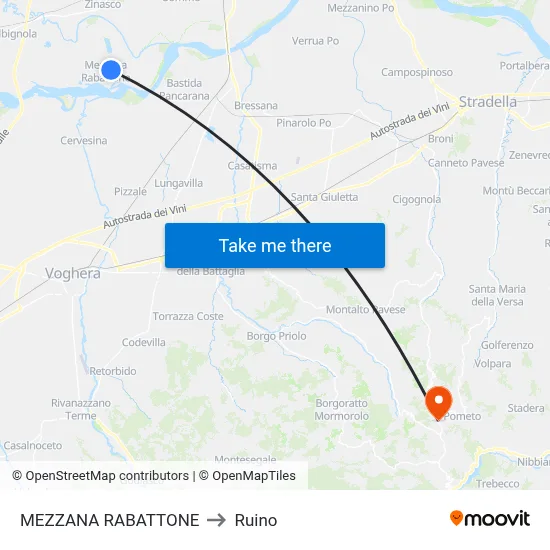 Mezzana Rabattone to Ruino map