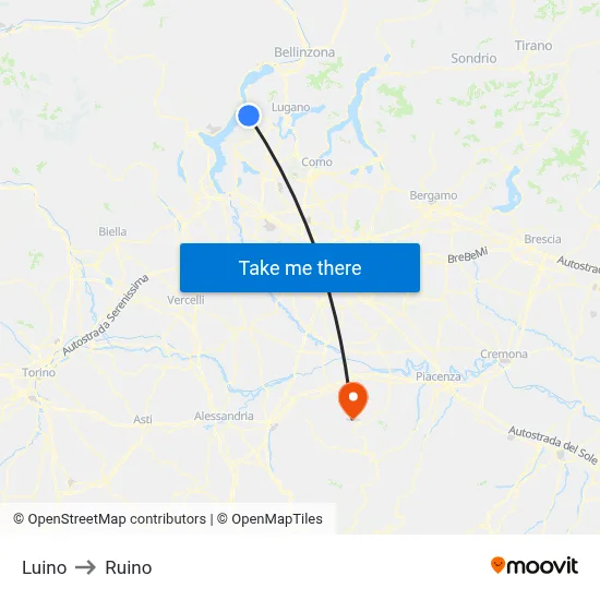 Luino to Ruino map