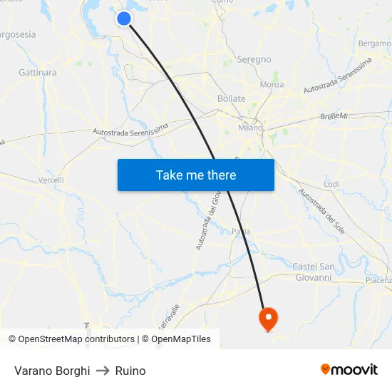 Varano Borghi to Ruino map