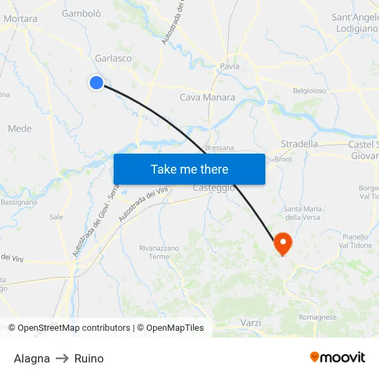 Alagna to Ruino map
