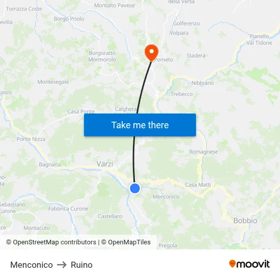Menconico to Ruino map