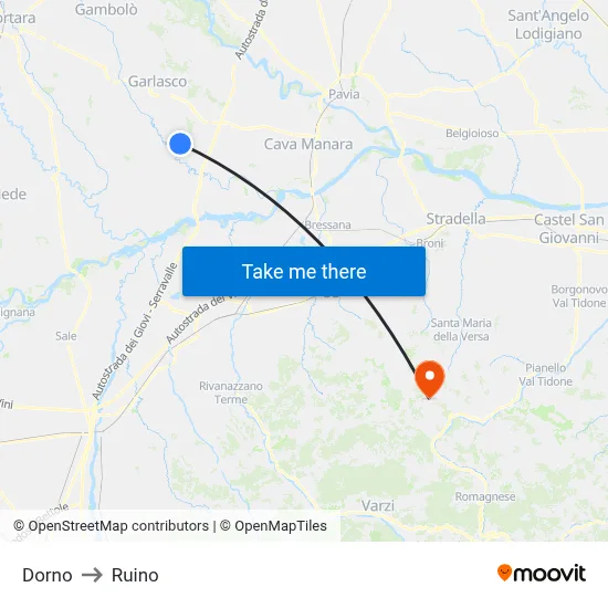 Dorno to Ruino map