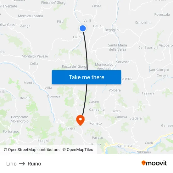 Lirio to Ruino map