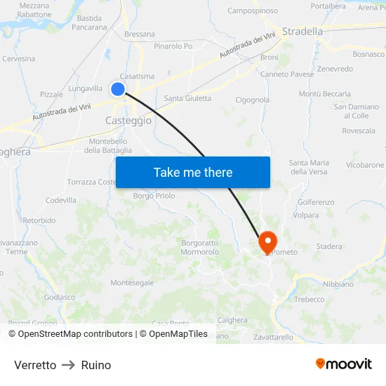 Verretto to Ruino map