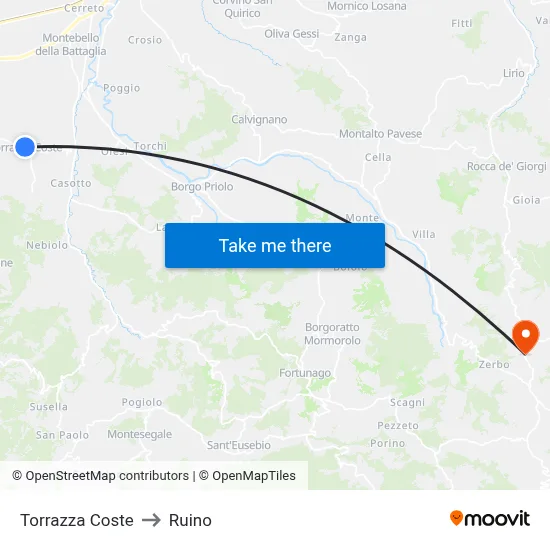 Torrazza Coste to Ruino map