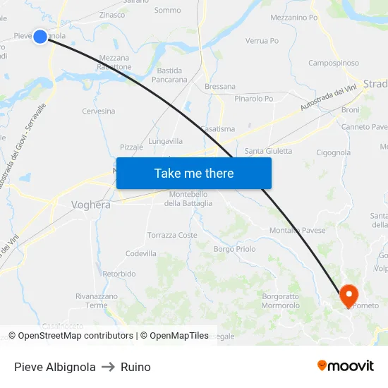 Pieve Albignola to Ruino map