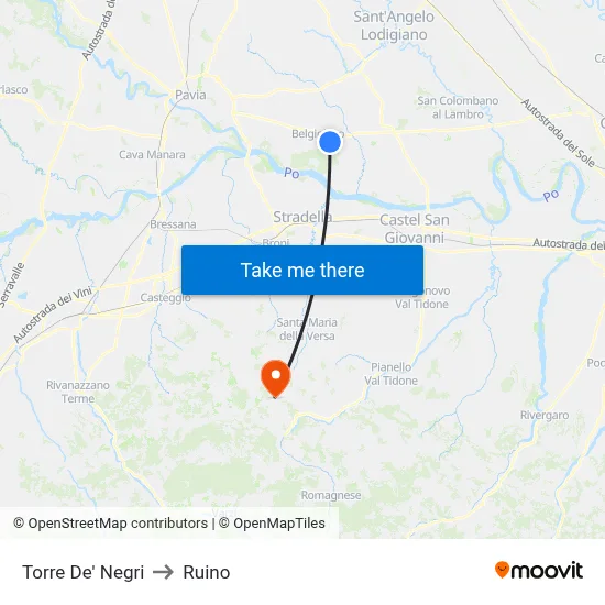 Torre De' Negri to Ruino map