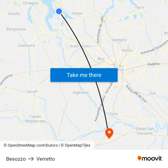 Besozzo to Verretto map