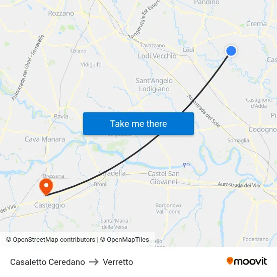 Casaletto Ceredano to Verretto map