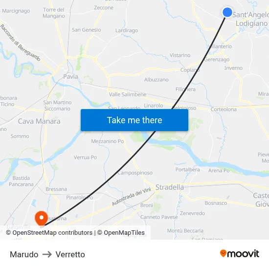 Marudo to Verretto map