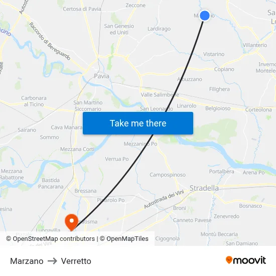 Marzano to Verretto map