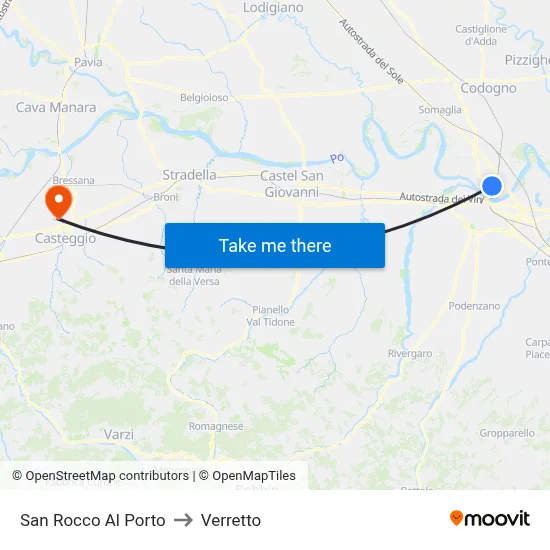 San Rocco Al Porto to Verretto map