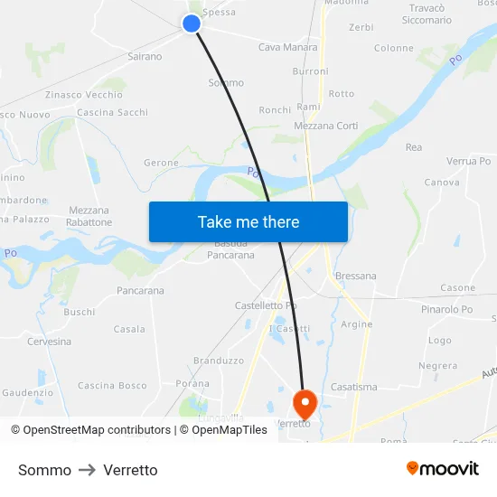 Sommo to Verretto map