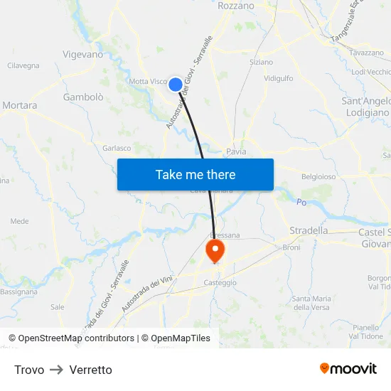 Trovo to Verretto map