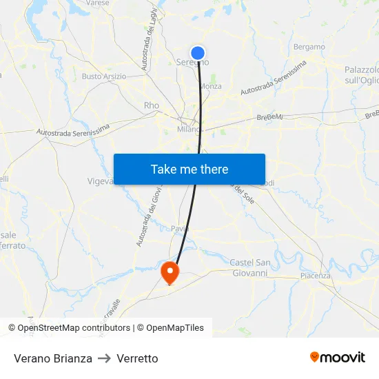 Verano Brianza to Verretto map