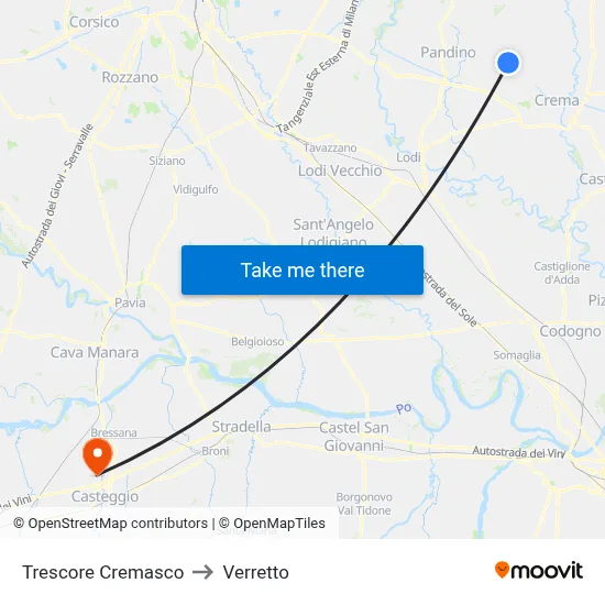 Trescore Cremasco to Verretto map