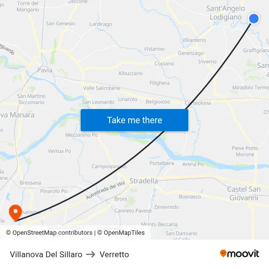 Villanova Del Sillaro to Verretto map