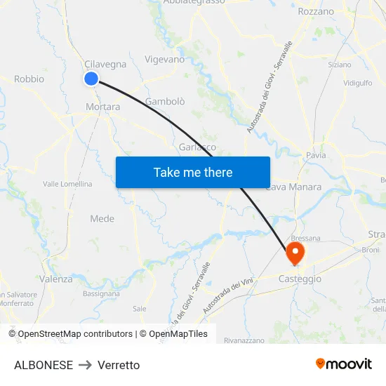 Albonese to Verretto map