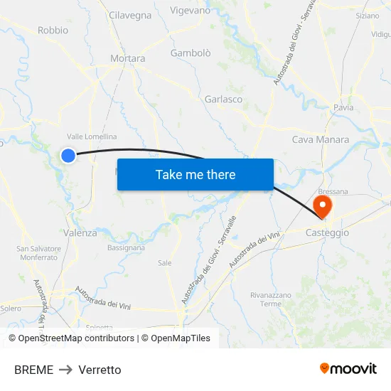 Breme to Verretto map
