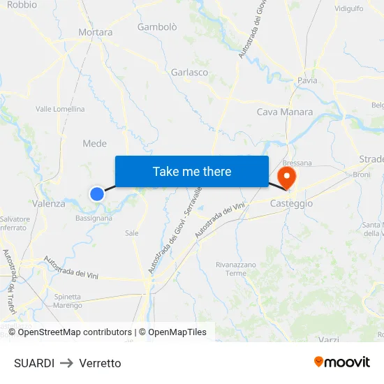 Suardi to Verretto map