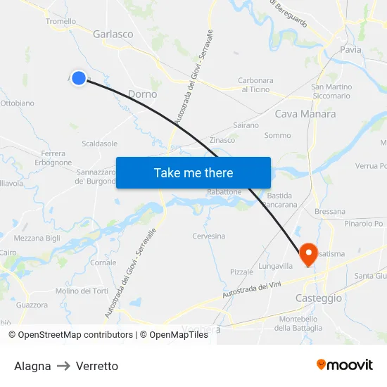 Alagna to Verretto map