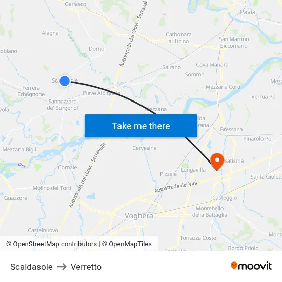 Scaldasole to Verretto map