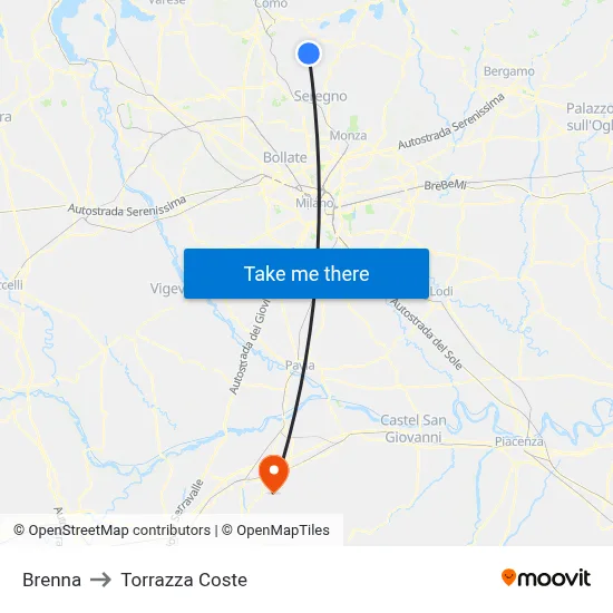 Brenna to Torrazza Coste map