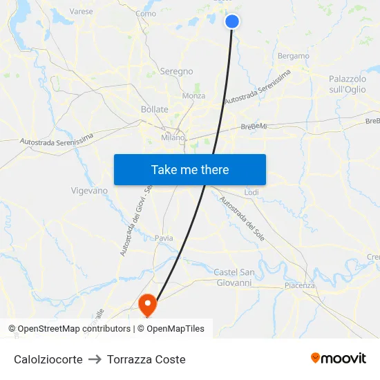 Calolziocorte to Torrazza Coste map