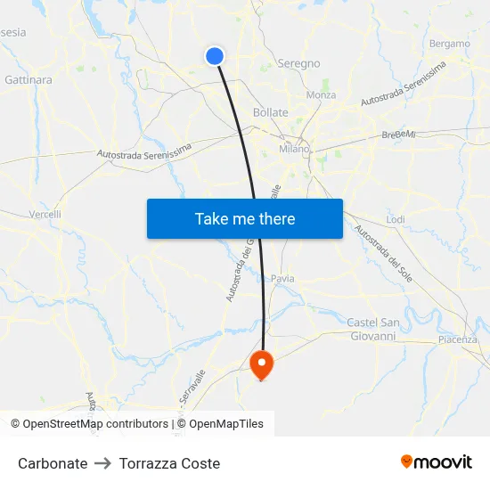 Carbonate to Torrazza Coste map