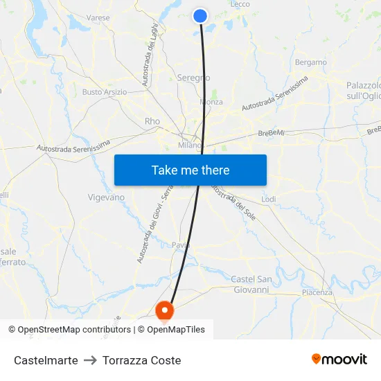 Castelmarte to Torrazza Coste map